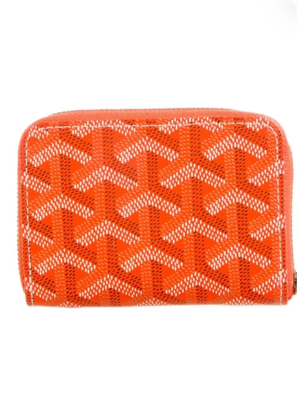 Goyard Orange Chevron Zip Card Wallet